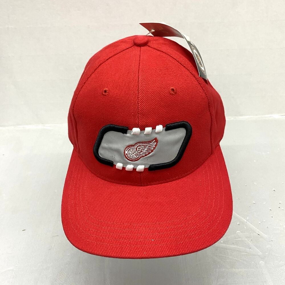 Vintage 90s Detroit Red Wings Box Seat Drew Pearson Hat NWT NHL Snapback
